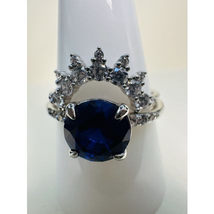 Bomb Party Sz10 Revealed BP Ring RBP Navy Blue 2Pc 925 Sterling Silver Band Set