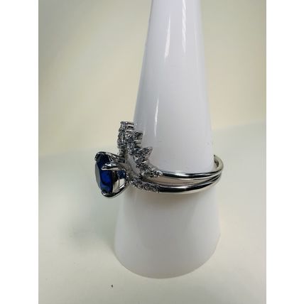 Bomb Party Sz10 Revealed BP Ring RBP Navy Blue 2Pc 925 Sterling Silver Band Set