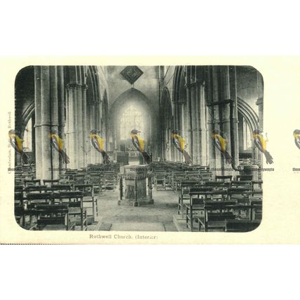 Rothwell Church, Interior, Northants, Postcard
