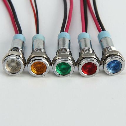 5Pcs 10mm 12/24V DC LED Metal Indicator Light Waterproof Signal Lamp with Wire