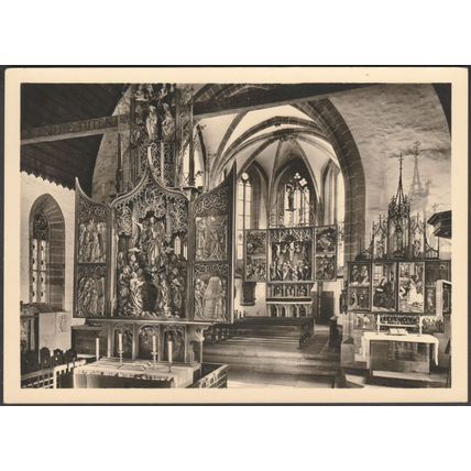 Innenansicht der Herrgottskirche, Creglingen/Tauber, c.1950s - Schaffert Foto-AK