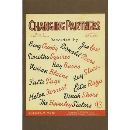 Postcard Sheet Music Cover Design Changing Partners Hits of the 1950's Nostalgia
