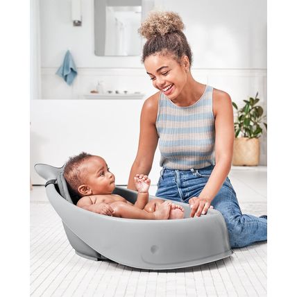 Skip Hop Infant Bath Tub 3-Stage Grow with Baby Smart Sling MOBY Bathtub Grey Ag