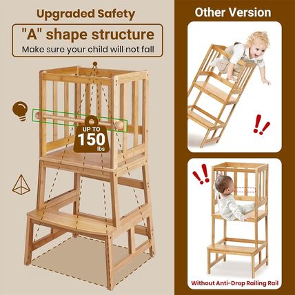 COSYLAND Kids Kitchen Step Stool，Toddler Standing Tower with CPC Certification,