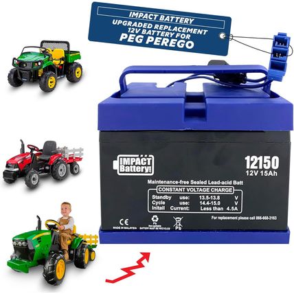 Impact Battery-Upgraded Replacement 12V Battery for Peg Perego John Deere Tracto