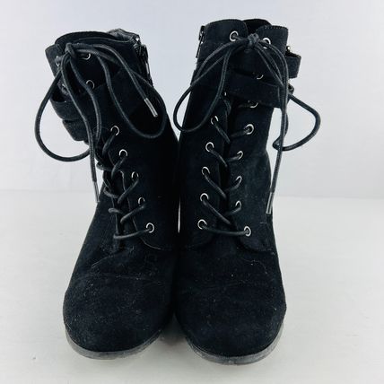 Wild Diva Womens Velvet Suede Ankle Zip/Tie Boots