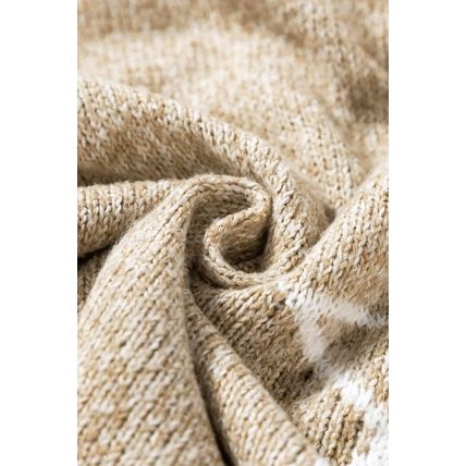 Khaki Star Pattern Drop Shoulder Plus Size Sweater