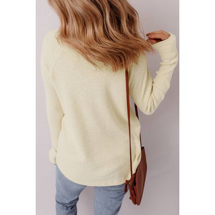 Oatmeal Textured Knit Half Buttons Henley Top