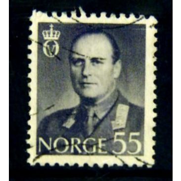 NORWAY 1958 SG 479 55 ORE GREY KING OLAV V FINE USED#