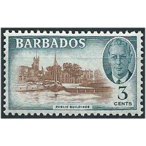 Barbados 1950 SG273 3c Reddish-Brown & Blue-Green Mounted Mint . ..