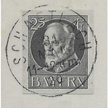 GER (BAVARIA) 1914 25pf KING LUDWIG III' (IMPERFED) FINE USED (EBID64-435)