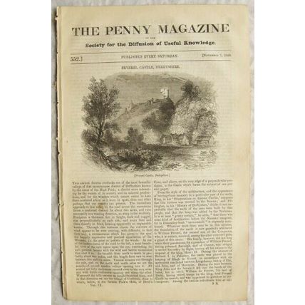 1840 The Penny Magazine No. 552 Peverel Castle, farthings, Esthonians, etc.