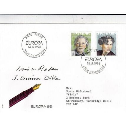 Switzerland 1996 Europa Famous Women FDC Bern special Cancel typed VGC