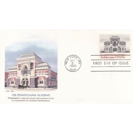 United States 1980 Pennsylvania Academy FDC New York Cancel unaddressed VGC