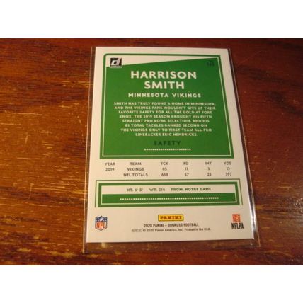 2020 Donruss, Purple, #'d 31/85, HARRISON SMITH, Vikings #161