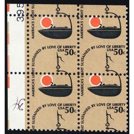 1608, Mint NH 50¢ Dramatic Misperforation Error Plate Block * Stuart Katz