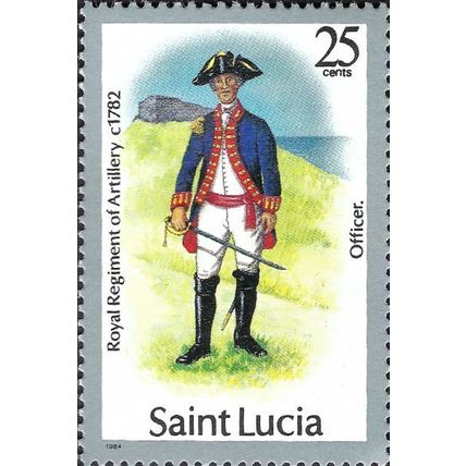 ST LUCIA, Officer, grey 1985, 25c