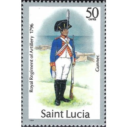 ST LUCIA, Gunner, grey 1985, 50c