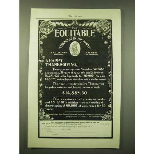1902 Equitable Insurance Ad - A happy thanksgiving