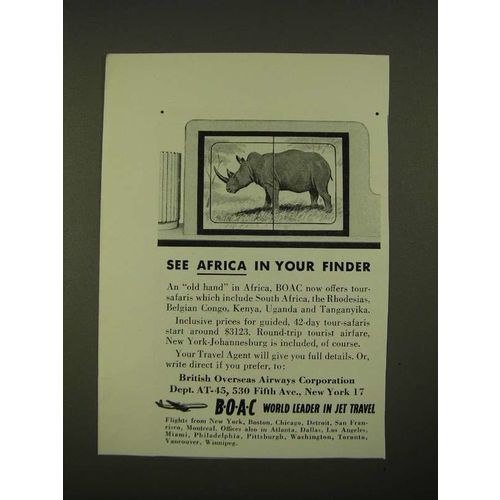 1959 BOAC British Overseas Airways Corporation Ad - See Africa
