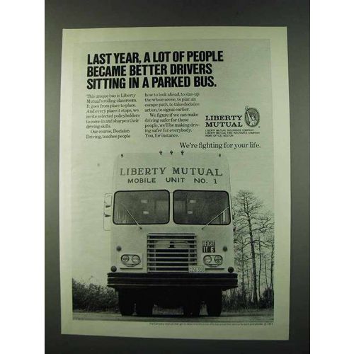 1973 Liberty Mutual Insurance Ad - In a Parked Bus