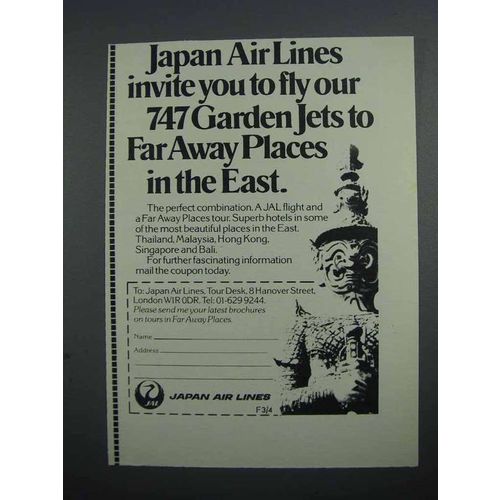 1977 JAL Air Lines Ad - Fly Our 747 Garden Jets