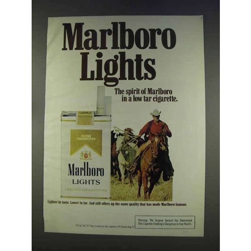1977 Marlboro Lights Cigarettes Ad - Marlboro Man