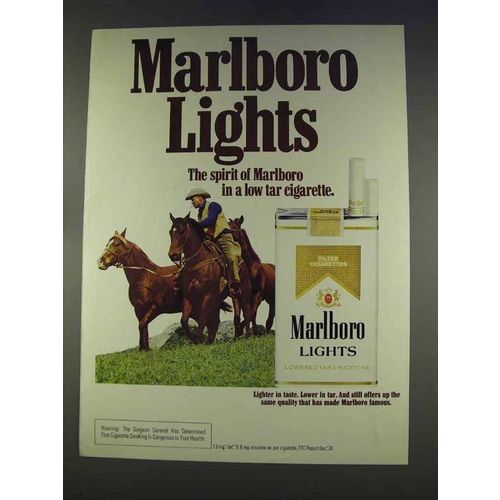 1977 Marlboro Lights Cigarettes Ad - Marlboro Man, Horses