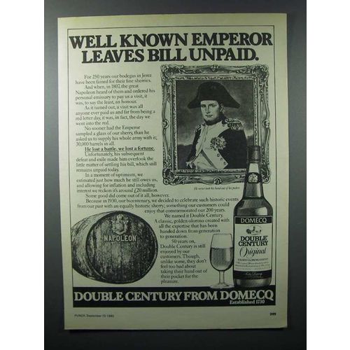1980 Domecq Double Century Sherry Ad - Known Emperor