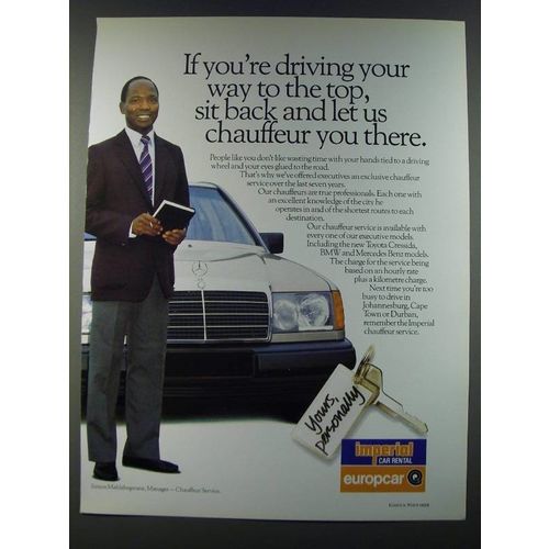 1986 Europcar Imperial Car Rental Ad - If you're driving your way to the top