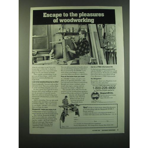 1988 Shopsmith Mark V Ad - Escape to the pleasures of woodworking