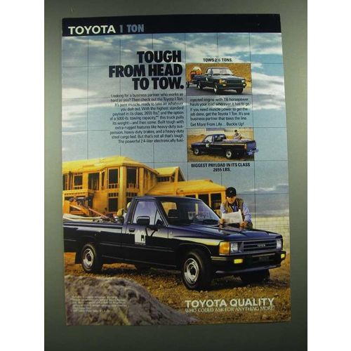 1988 Toyota 1 Ton Pickup Truck Ad - Tough From Head to Tow