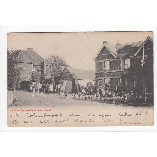 Eridge Hunting Foxhounds at Mark Cross Postcard 1905 East Sussex