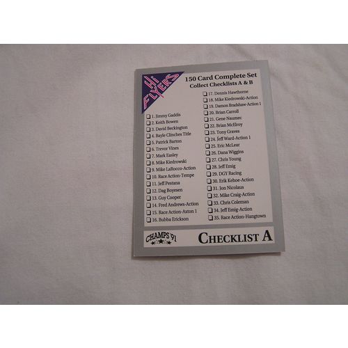 1991 Champs Hi Flyers Motocross CHECKLIST A NO. 116