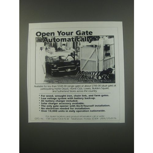 1991 Mighty Mule Automatic Gate Opener Ad - Open your gate automatically
