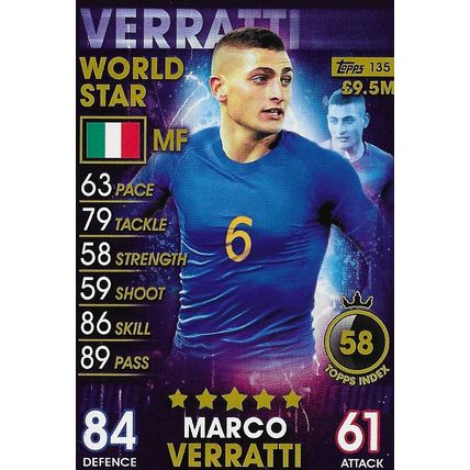 Match Attax - 101 (2019): World Stars (Base) - Italy, Verratti