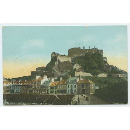 Standard size printed postcard of Mount Orgueil Castle Jersey
