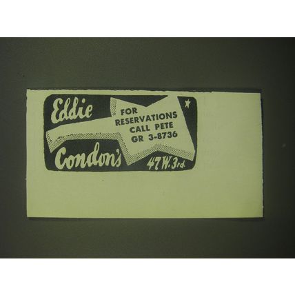 1946 Eddie Condon Concert Advertisement
