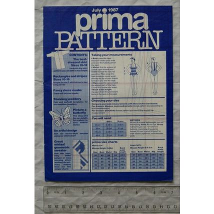 1987 Prima pattern pack for July issue - shirt, T-shirt dress