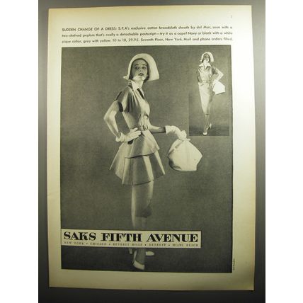 1951 Saks Fifth Avenue del Mar Dress Ad - Sudden change of a dress