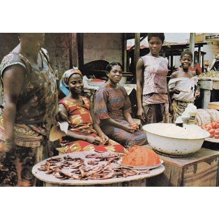 Anything You Like Dead Fish Ghana Market Scene Postcard