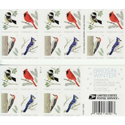 Birds in Winter Booklet Pane of 20 First Class Stamps Scott 5320b - Stuart Katz