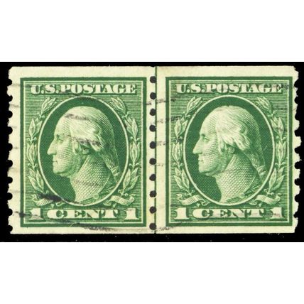 412, Used 1¢ VF Scarce Coil Line Pair Perf 8 1/c - Stuart Katz