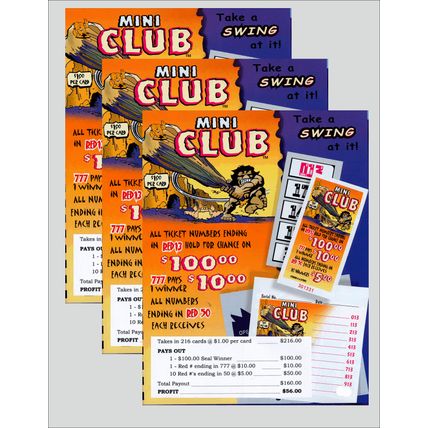 Pull Tabs pull tab Tickets 3 games 216ct MINI CLUB