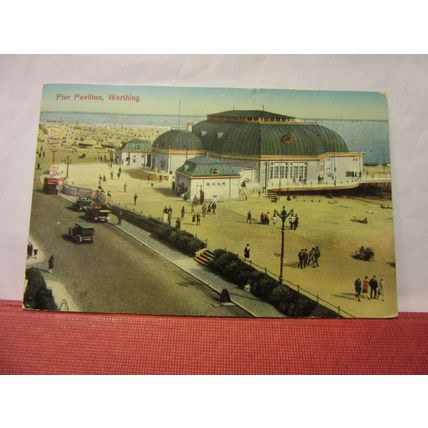 THE PIER, WORTHING, SUSSEX used vintage postcard 1929 pm =