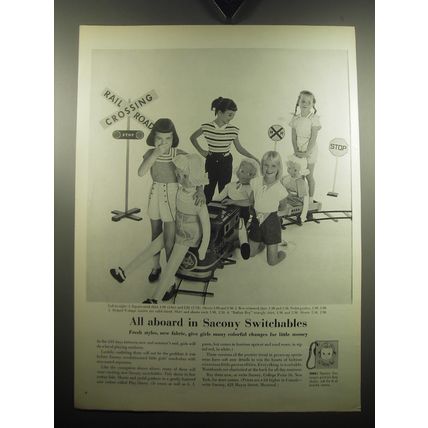 1957 Sacony Girls Fashion Ad - All aboard in Sacony Switchables