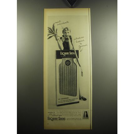 1957 Esquire Governor Socks Ad - Smart suburbanite introduces husband