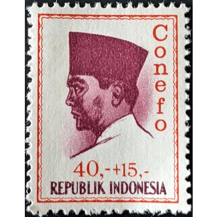 Stamp Indonesia SG1047 1965 40+15 President Sakarno Conefo Issue Mint Hinged