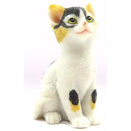 White, Black & Ginger Kitten Figurine 8 CM Ornament Home Decor Feline Cat Gift