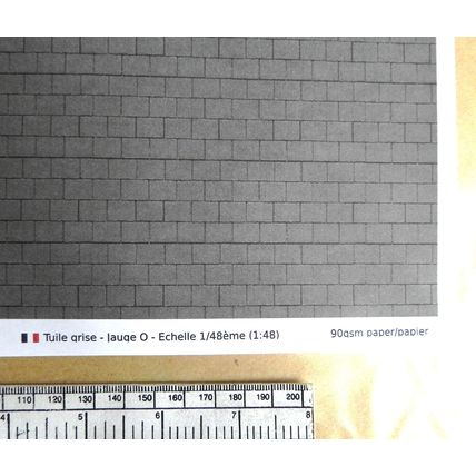 Papier tuile grise pour O gauge - échelle 1:48 - feuille A4 (297 x 210 mm)